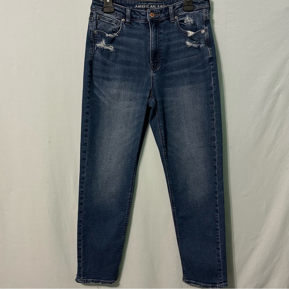 American Eagle Mom Jeans Women’s Size 8 Stretch Distress High Rise